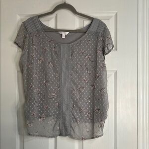 LC Lauren Conrad Gray Floral Blouse
